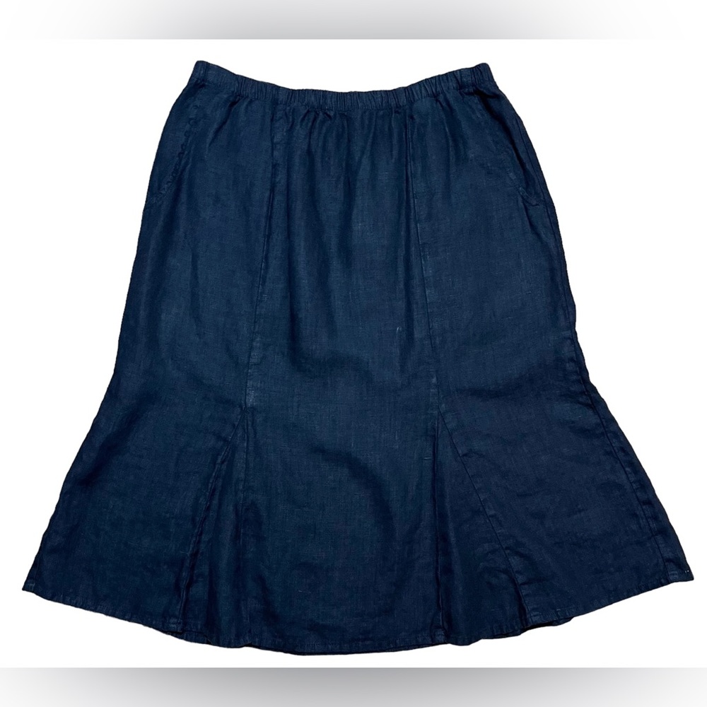 Flax Black 100% Linen Flare Skirt Sz M